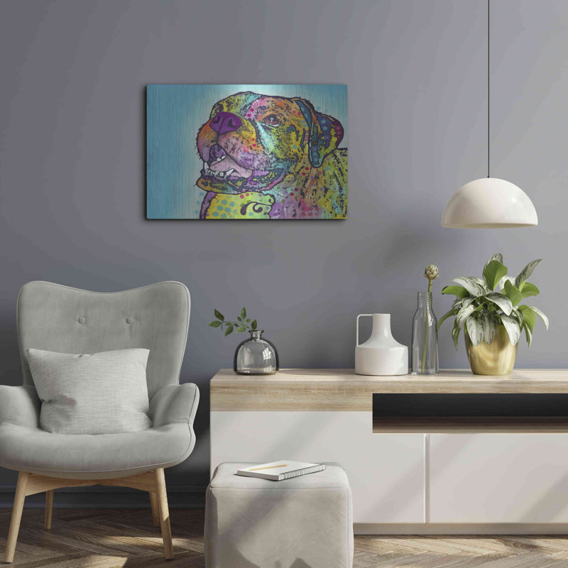 «Boxer souriant» par Dean Russo, H 16 po x l 24 po