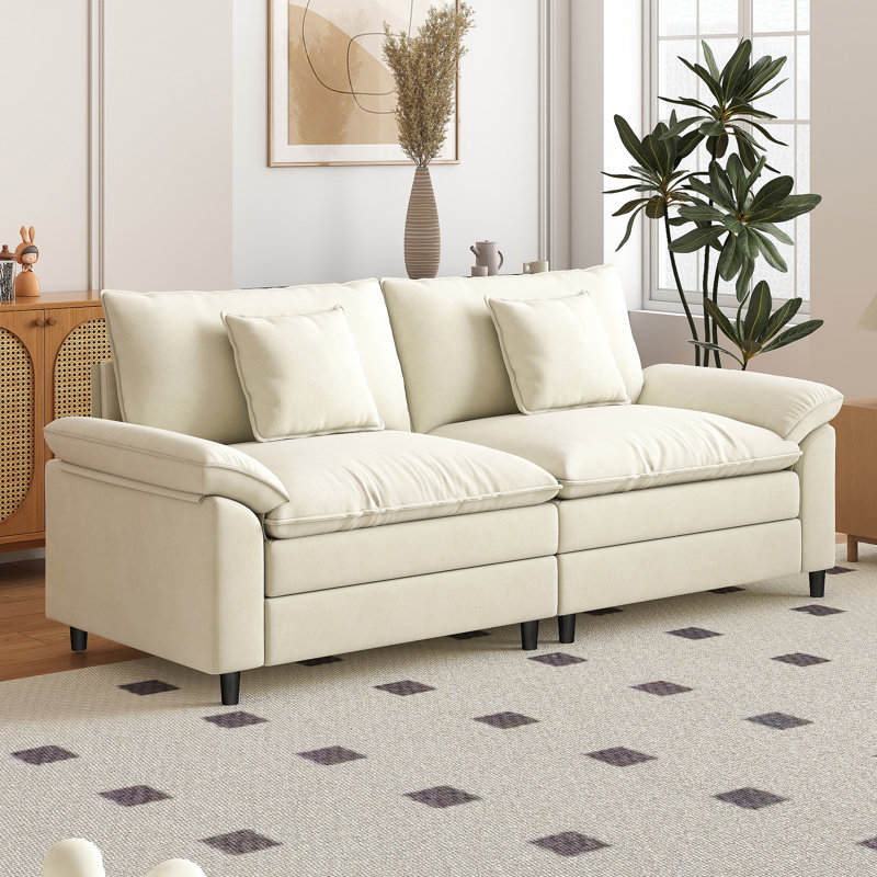83.9-Inch Modular Sectional In Chenille Fabric, Beige