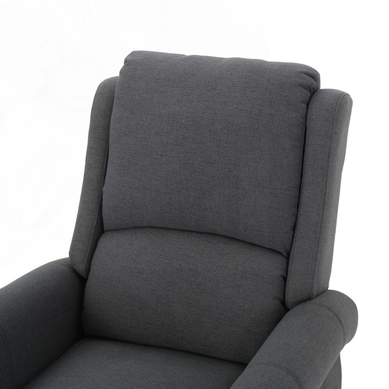 Serina Upholstered Recliner, Charcoal Polyester