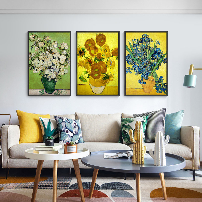 Art mural encadré en aluminium Van Gogh, H 16,3 po x l 36,3 po x P 1,65 po, Noir