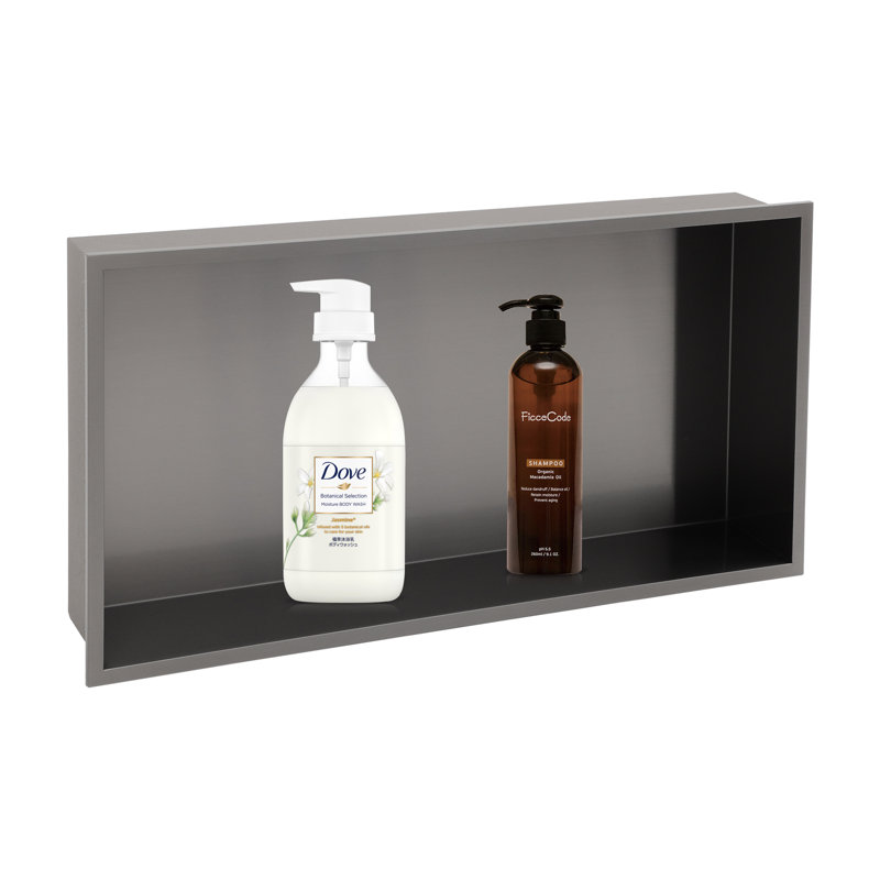 Niche encastrée rectangulaire de salle de bain en acier inoxydable l 24 po x H 12 po Niche No Tile, Noir
