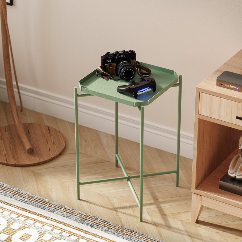 Table basse moderne moderne de 18,1 po x 22,0 po x 18,1 po | Fabrication 100% métal, conception légère: 6,9 lb | Couleur unie élégante, parfaite pour le salon ou les espaces contemporains, décor durable et tendance
