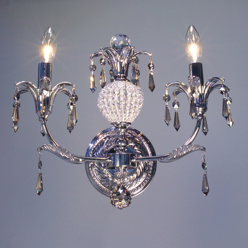 Lampe murale bougie 2 lumières Sharon, Fumée Crystalique-Plus, Perle ébène