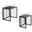 Set of 2 Industrial Farmhouse Nesting Side Tables – Burnt Wood Tops with Black Metal Frame