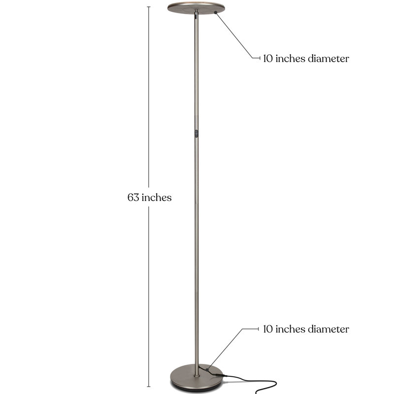 Flux 67 in. Industrial Dimmable LED Floor Lamp with Adjustable Head, Nickel