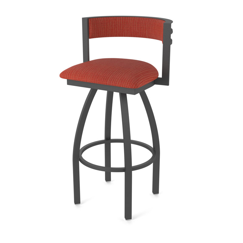 Tabouret Artémis, Étain, Tabouret de bar (siège d'une hauteur de 36 po), Tissu - graphite coquelicot