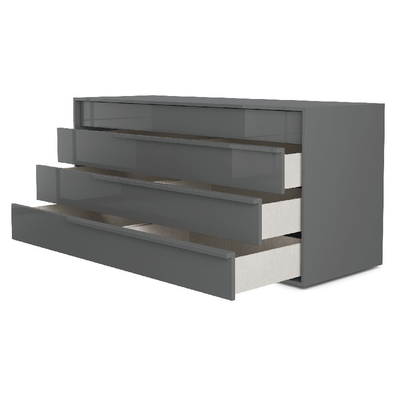 Mangotsfield 60'' W 4 - Drawer Dresser, Glossy Dark Gull Gray