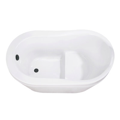 Kingston Brass Aqua Eden 52-Inch Acrylic Oval Single Slipper Freestanding Tub with Overflow/Drain Assembly and Integral Seat