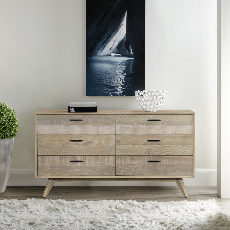 Commode double 6 tiroirs Byer, Brun pâle