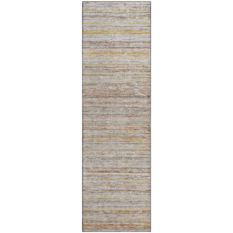Premium Machine Washable Larock AMF1239 Stripes Rug, Runner 2'3" x 7'6"