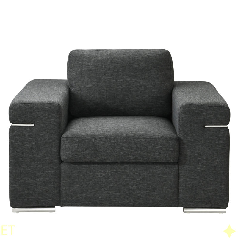 Chaise avec accoudoirs en tissu Gianna, Lin noir