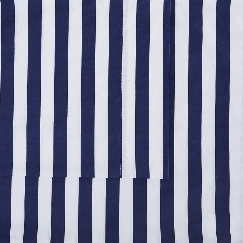 Ensemble de draps Brooklyn Loom Levi, Blanc / Bleu marine, Très grand simple