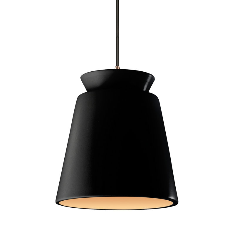 Radiance - Luminaire suspendu trapézoïdal haut 1 lumière - Noir brillant - Bronze foncé - l 13,5 po x H 16 po - DEL dédiée
