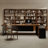 70.87" Dark-brown+Black L-Shaped Solid Wood+Iron Office Sets