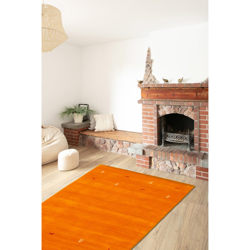 Tapis orange brûlé Kashkuli Gabbeh 4 pi 0 po x 5 pi 8 po