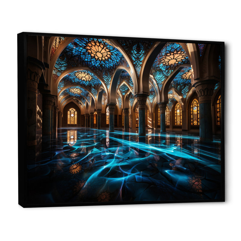 «Mosquée de l'Islam», reproduction d'art, H 30 po x l 40 po x P 1,5 po, Cadre flottant noir