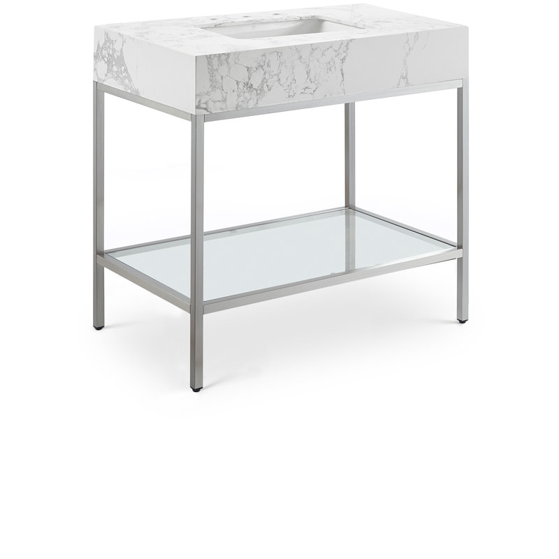 Marmo 36" Single Bathroom Vanity, White, Brushed Chrome