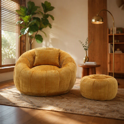 Fauteuils à billes modernes, fauteuil rond confortable pour adultes avec repose-pieds, fauteuil de lecture simple avec coussin pour salon, chambre à coucher, appartement