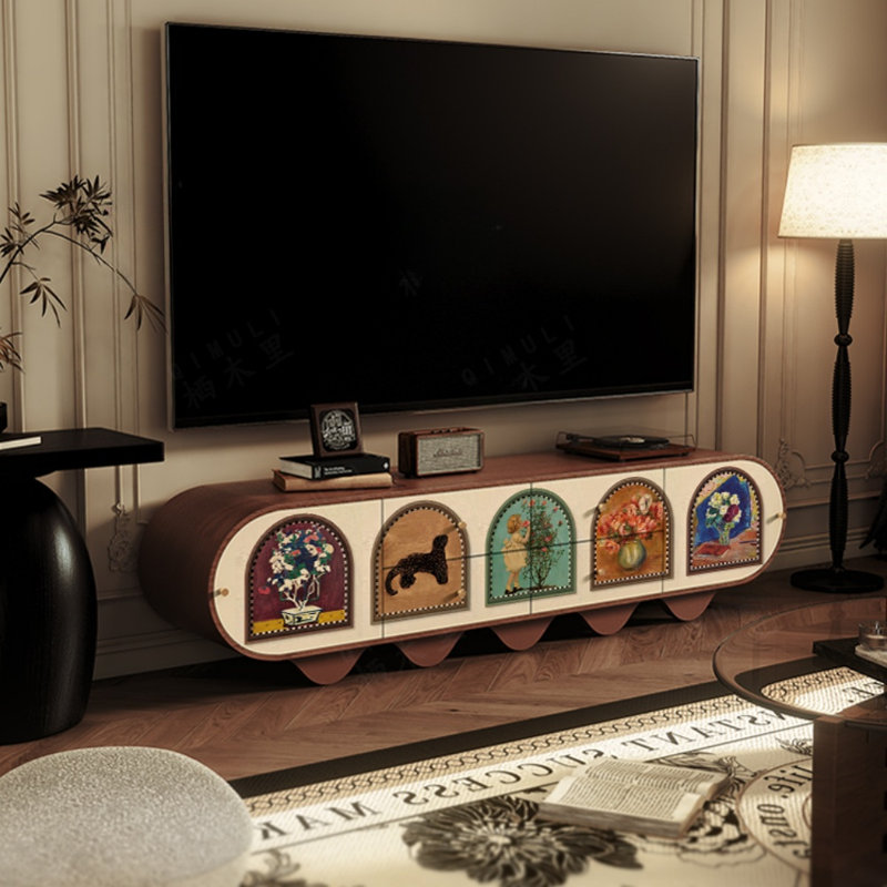 Meuble télé simple en bois massif de style américain, Brun noyer