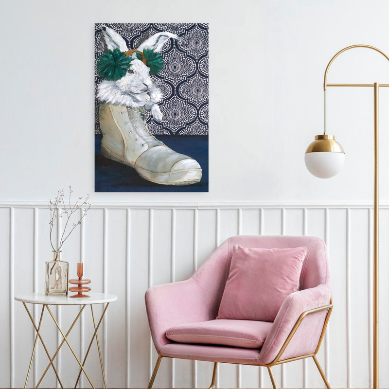 Bunny Boots 1 Whimsical Contemporary Rabbit Forest Wall Art Print, 60.96cm H x 40.64cm W