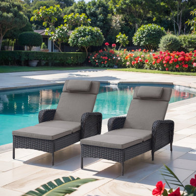 Carolina 74"Long Reclining Outdoor Chaise Lounge with Cushions by Latitude Run