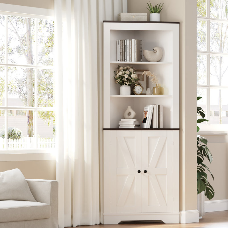 Armoire de rangement d'angle, armoire de coin Farmhouse avec porte et tablette réglable, organisateur d'armoire étroit pour salle de bain, garde-manger, salon, cuisine