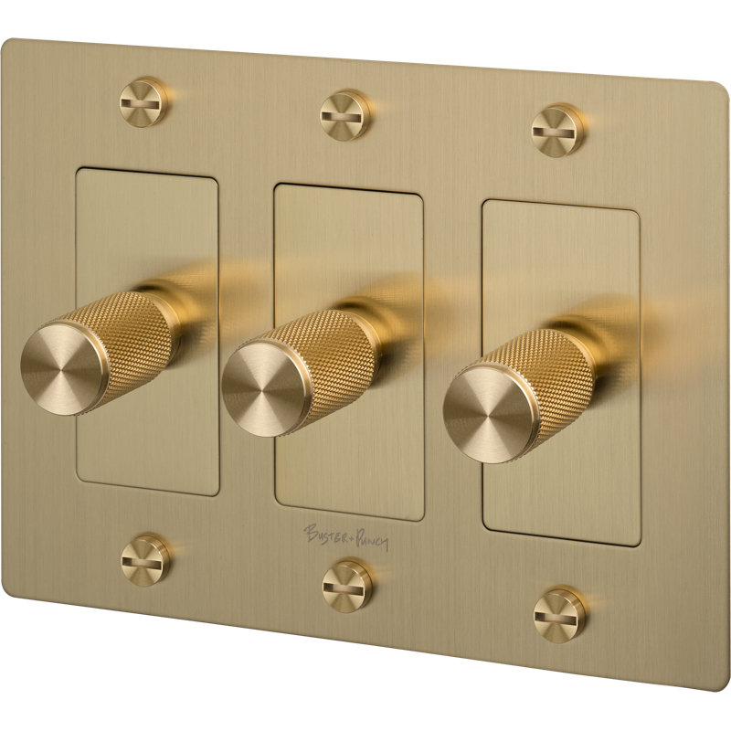 1G Dimmer / Logo, Brass, 3 Gang