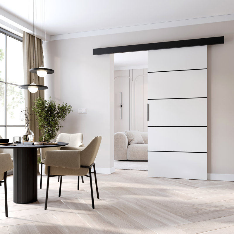 Sliding Door Prim 1K, Interior Door, 96cm x 205cm, White/Black
