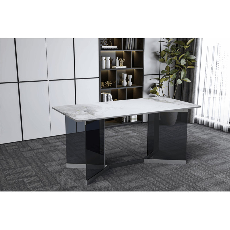Table de salle à manger Kesley, Blanc / gris, H 29,5 po x L 55,11 po x l 31,5 po
