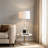 Transitional Marble Table Lamp with Drum Fabric Shade, Decorative Lighting for Living Space