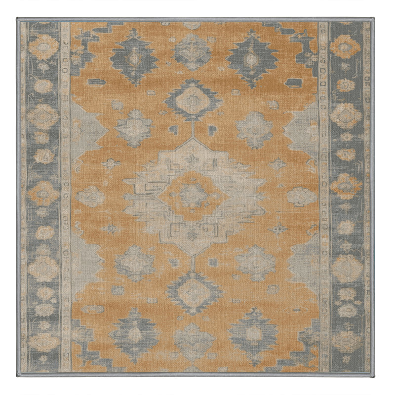 Machine Washable Overdyed Gray Area Rug, Square 8'
