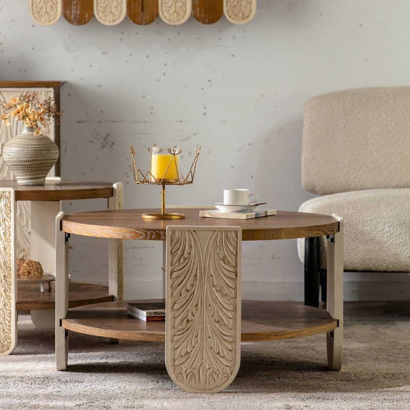 Table basse en bois massif avec double rangement pour salon, chambre rétro ou balcon. Conception polyvalente et montage facile. Finitions soignées.