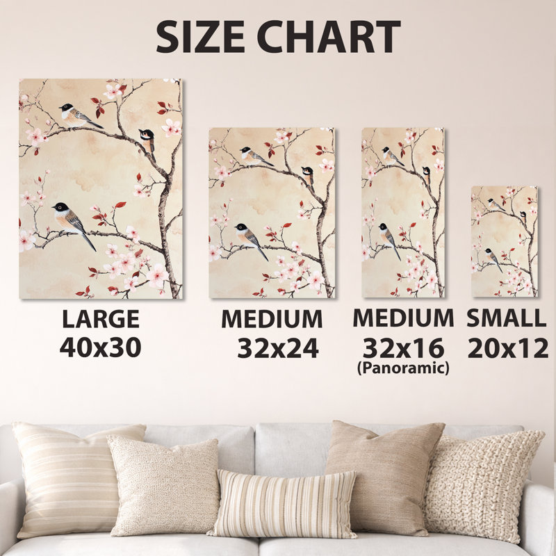«Chinoiserie Birds & Blossoms», reproduction d'art en métal, L 24 po x H 32 po
