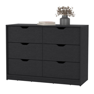 Commode double à 4 tiroirs avec 2 armoires rabattables, noir | Idée de cadeau