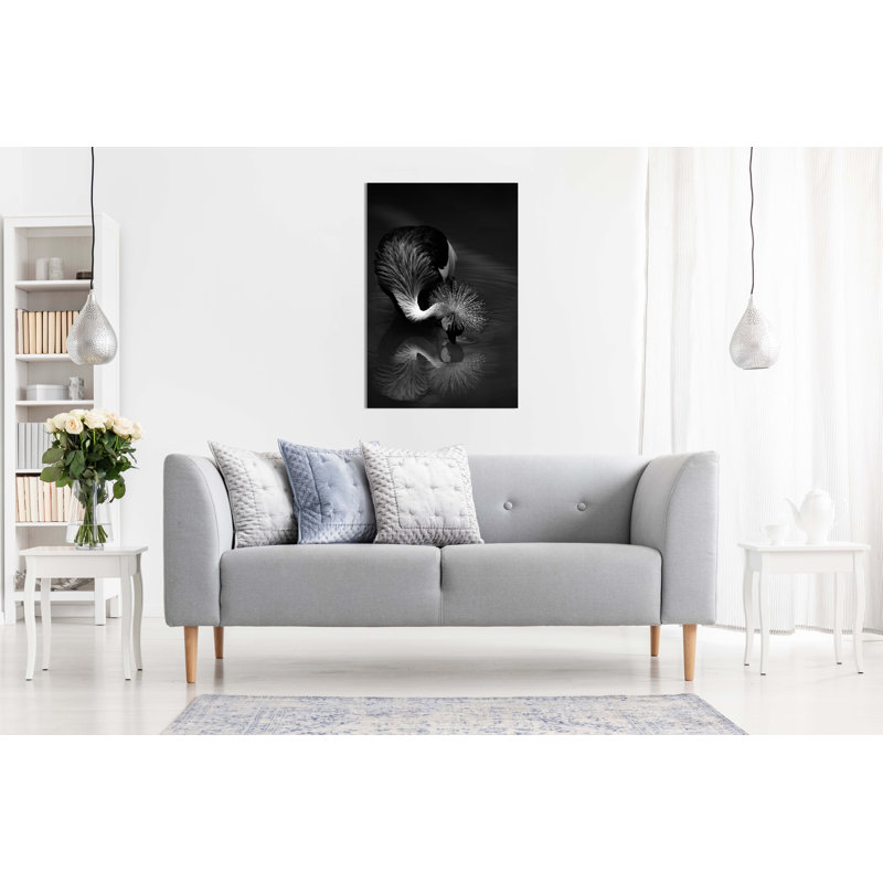 Crowned Crane Bowing - Wrapped Canvas Painting, 31cm H x 20cm W