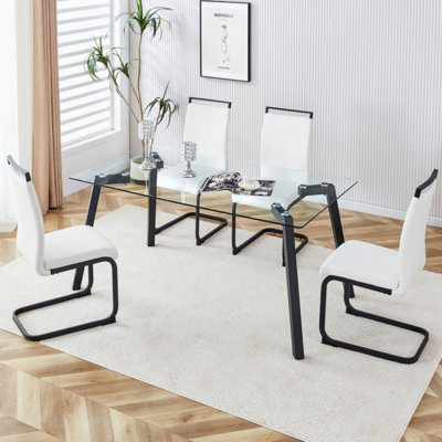 Kynndal Glass Top Four Leg Dining Set