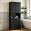 Armoire de rangement 72 po en acier noir avec grand comptoir