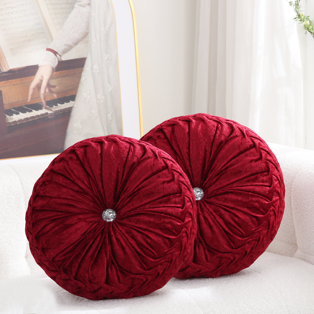 Velvet Round Decorative Pillow for Couch Decor 15-Inch (Set of 2) Kindred Home