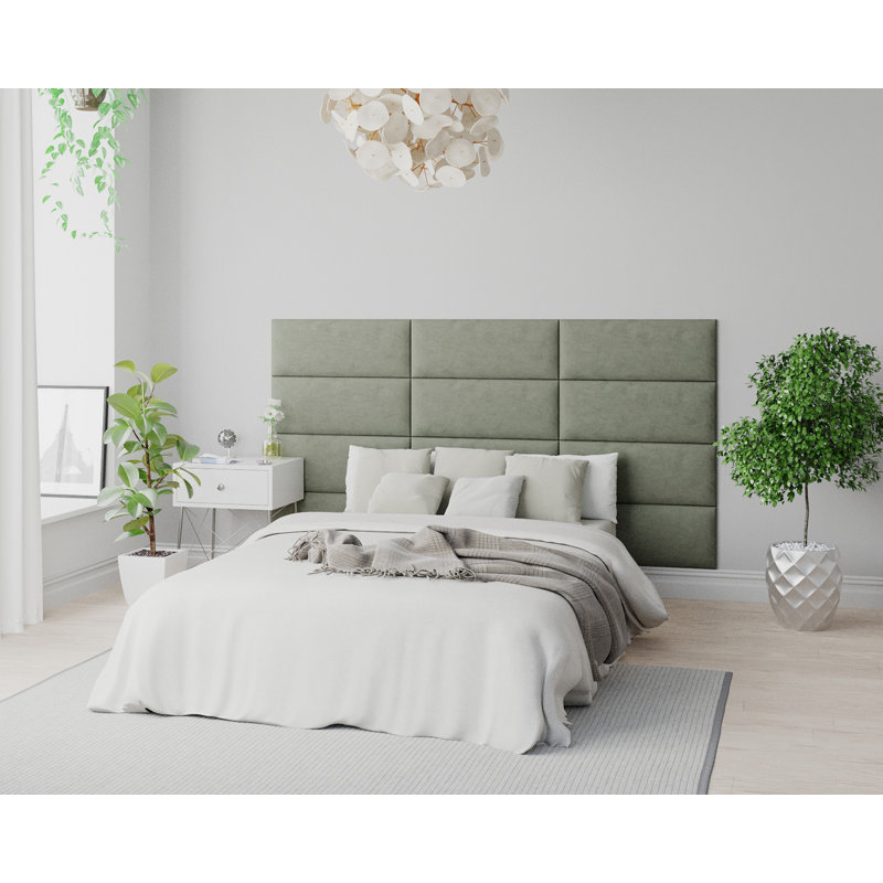 Katixa 30 cm x 75 cm Peel and Stick Upholstered Wall Paneling in Blush, Duck Egg