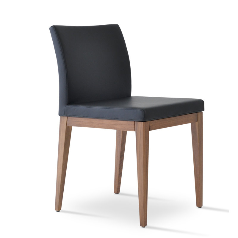 Chaise de salle à manger en bois Aria, Noyer, Laine, Charbon de bois