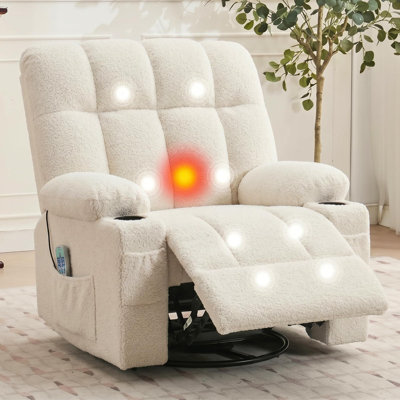 Oversized Rocking Recliner Chair with Heat and Massage – Swivel, Recline, and Relax