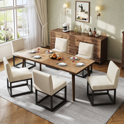 Modern Linen Dining Chairs With Metal Frame