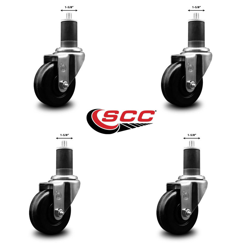 Phenolic Wheel Swivel Expanding Stem Caster Set SCC NB 3-1/2" x 1-5/8"