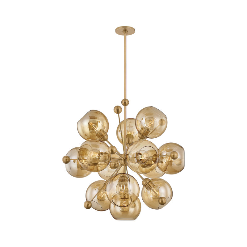 Troy Lighting Ellory 13 Light Chandelier in Patina Brass, 31" H x 32" W x 32" D