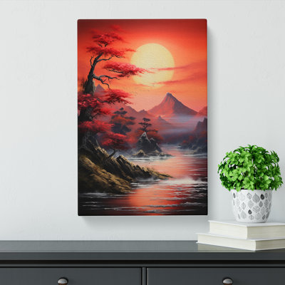 Japanese Sunset Action Painting - No Frame Print