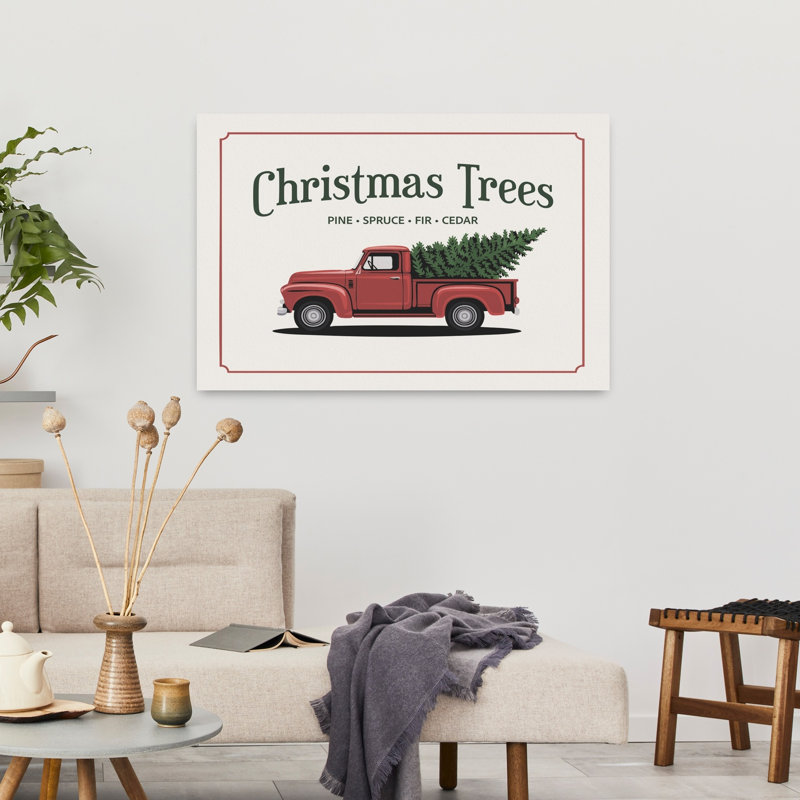 Red Christmas Truck by Andreas Magnusson - Wrapped Canvas Print, 60.96 cm H x 91.44 cm W