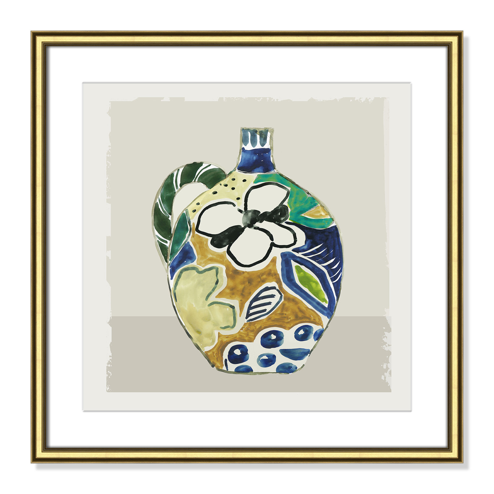 Picasso Vase by Aimee Wilson, 18.25" H x 18.25" W x 0.88" D, Gold