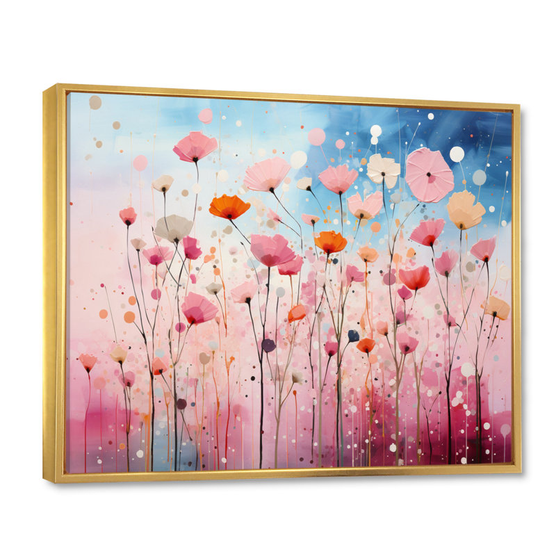 Swanfield rose pastel pastiche sur toile, H 30 po x l 40 po x P 1,5 po, Cadre flottant doré