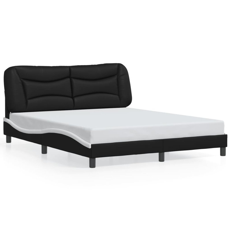 Cadre de lit vidaXL avec DEL sans matelas Hvar noir et blanc 59,8 po x 79,9 po, Noir, Grand