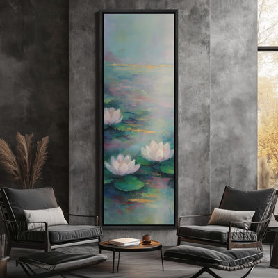 Water Lilies Framed Canvas Wall Art - Floral Botanical Print for Modern Wall Decor